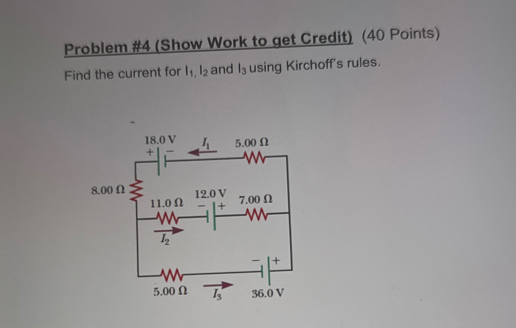 Problem # 4 ( Show Work to get Credit ) ( 4 0