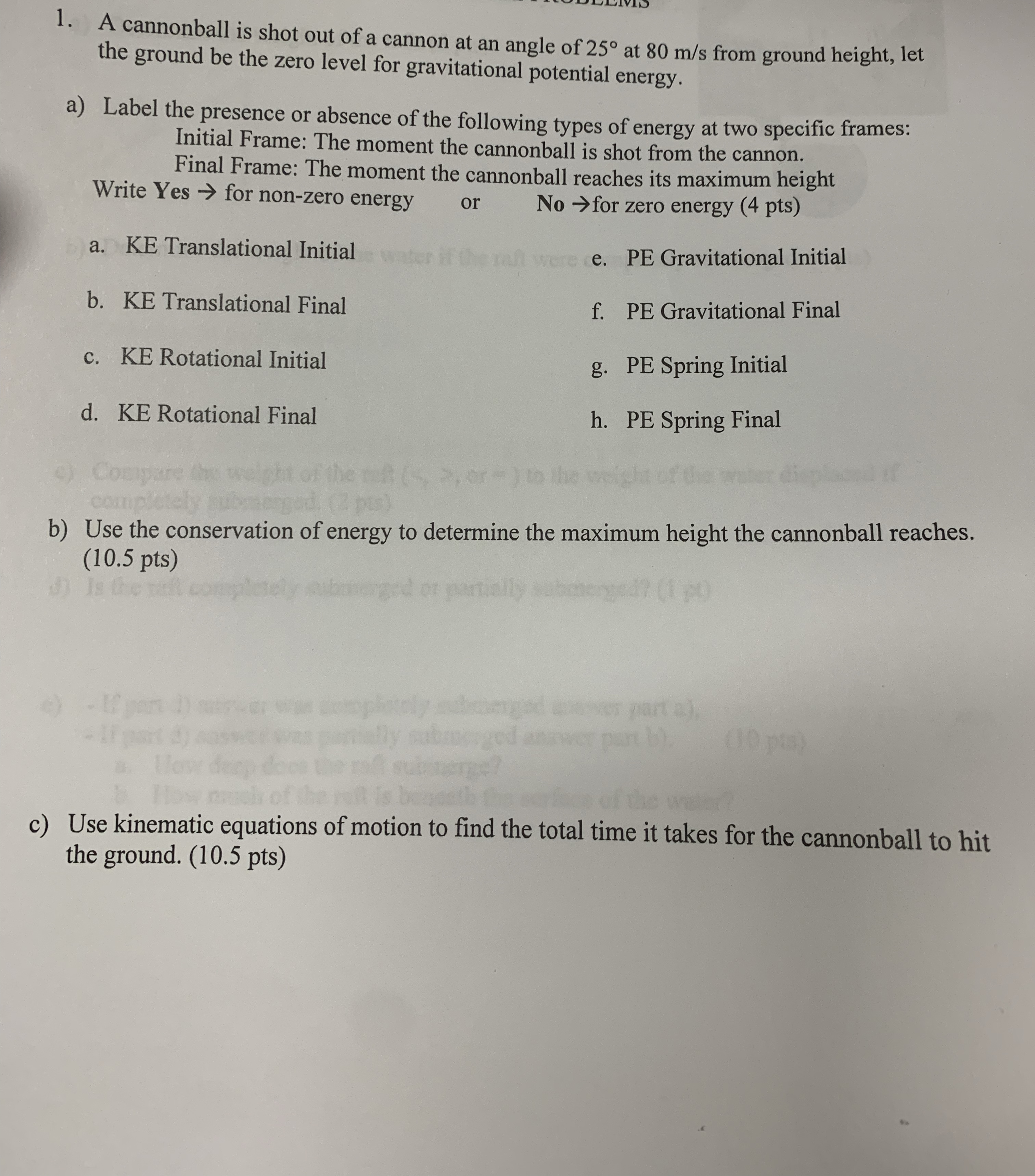 A cannonball is shot out of a cannon at an angle