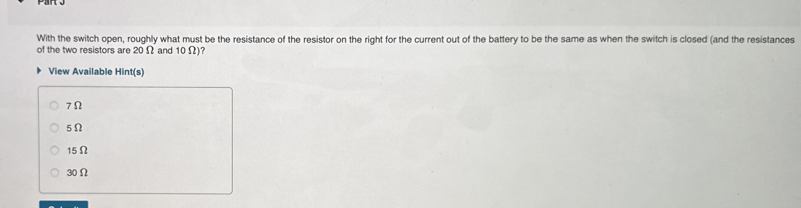 With the switch open, roughly what must be the