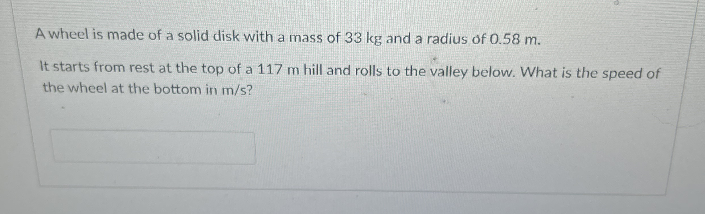 A wheel is made of a solid disk with a mass of 3