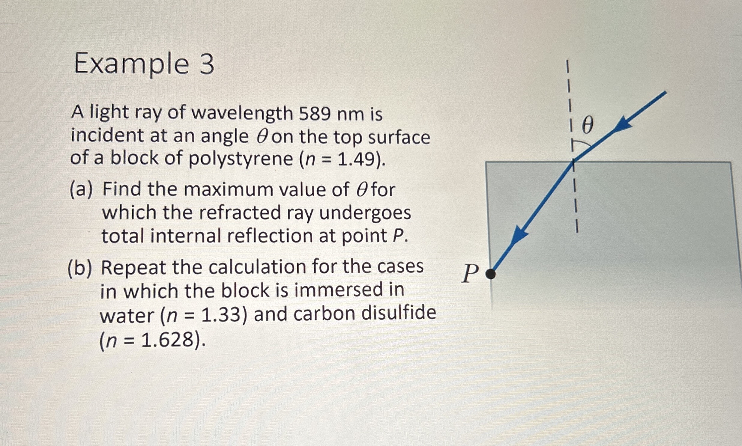 Example 3 A light ray of wavelength 5 8 9 nm is