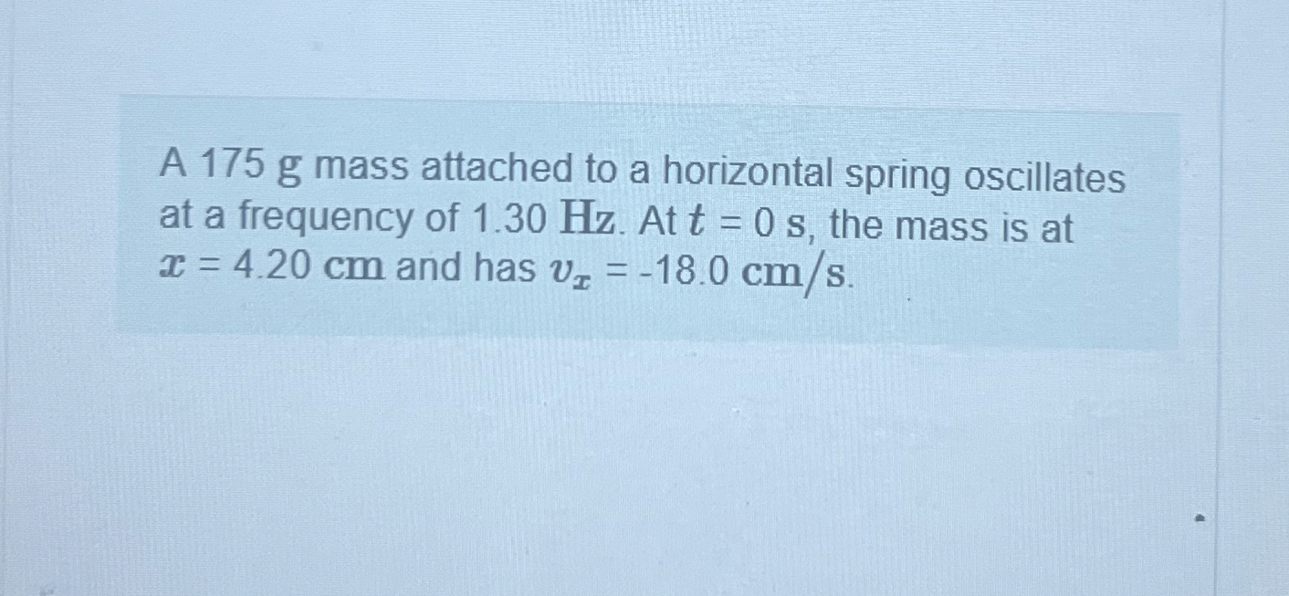 A 1 7 5 g mass attached to a horizontal spring