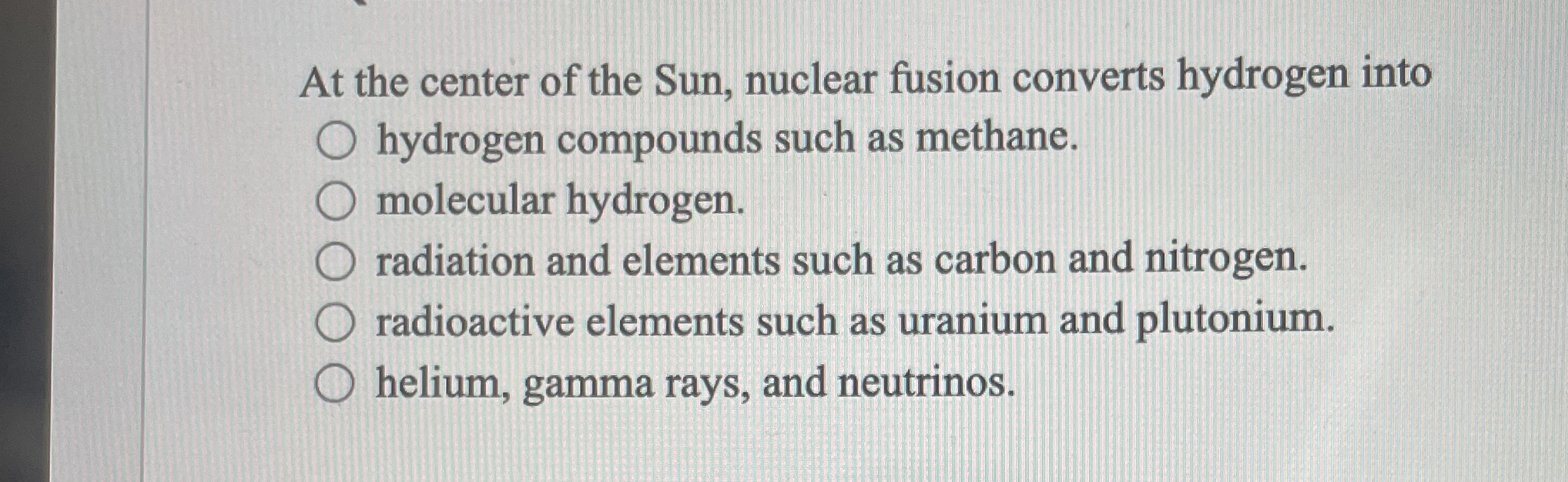 At the center of the Sun, nuclear fusion converts