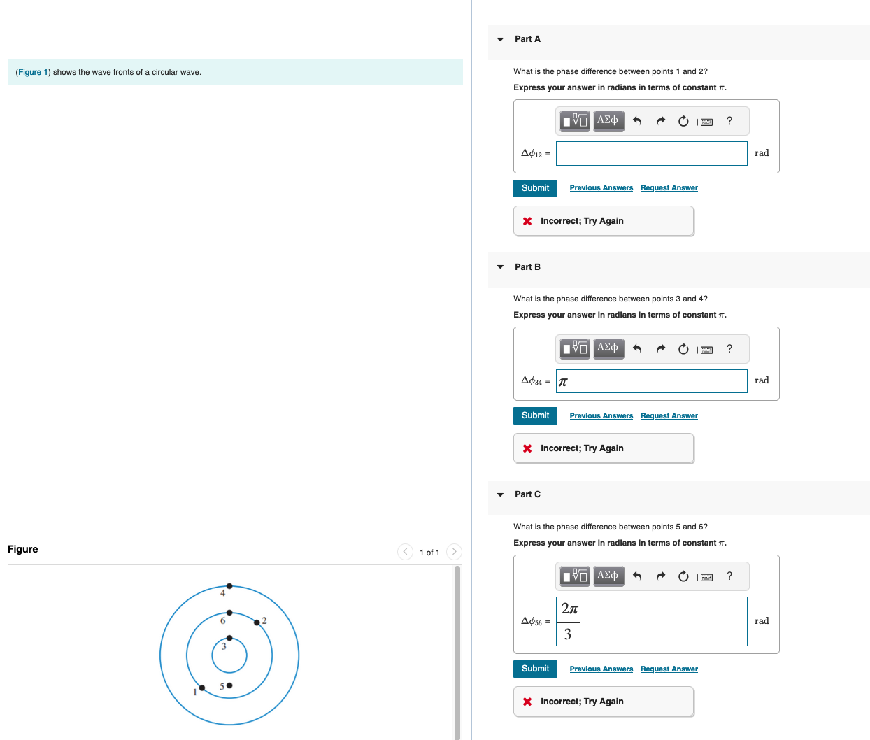 Part A ( Figure 1 ) shows the wave fronts of a