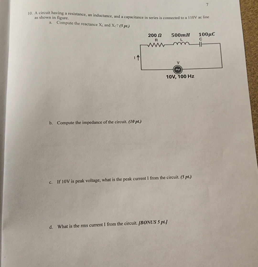 7 1 0 . A circuit having a resistance, an