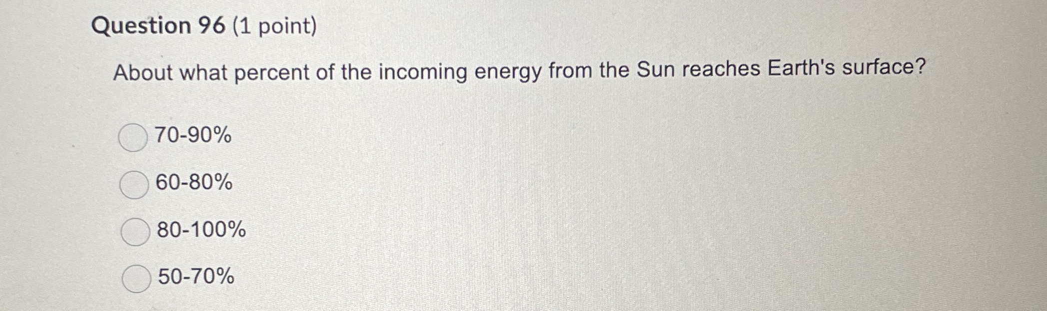 Question 9 6 ( 1 point ) About what percent of