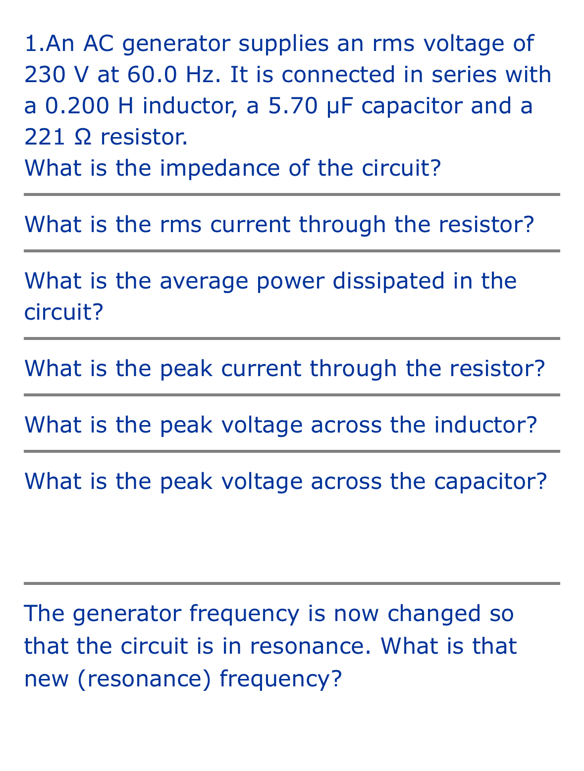 1 . An AC generator supplies an rms voltage of 2