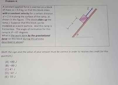Problem 4 : A constant applied farce is exerted