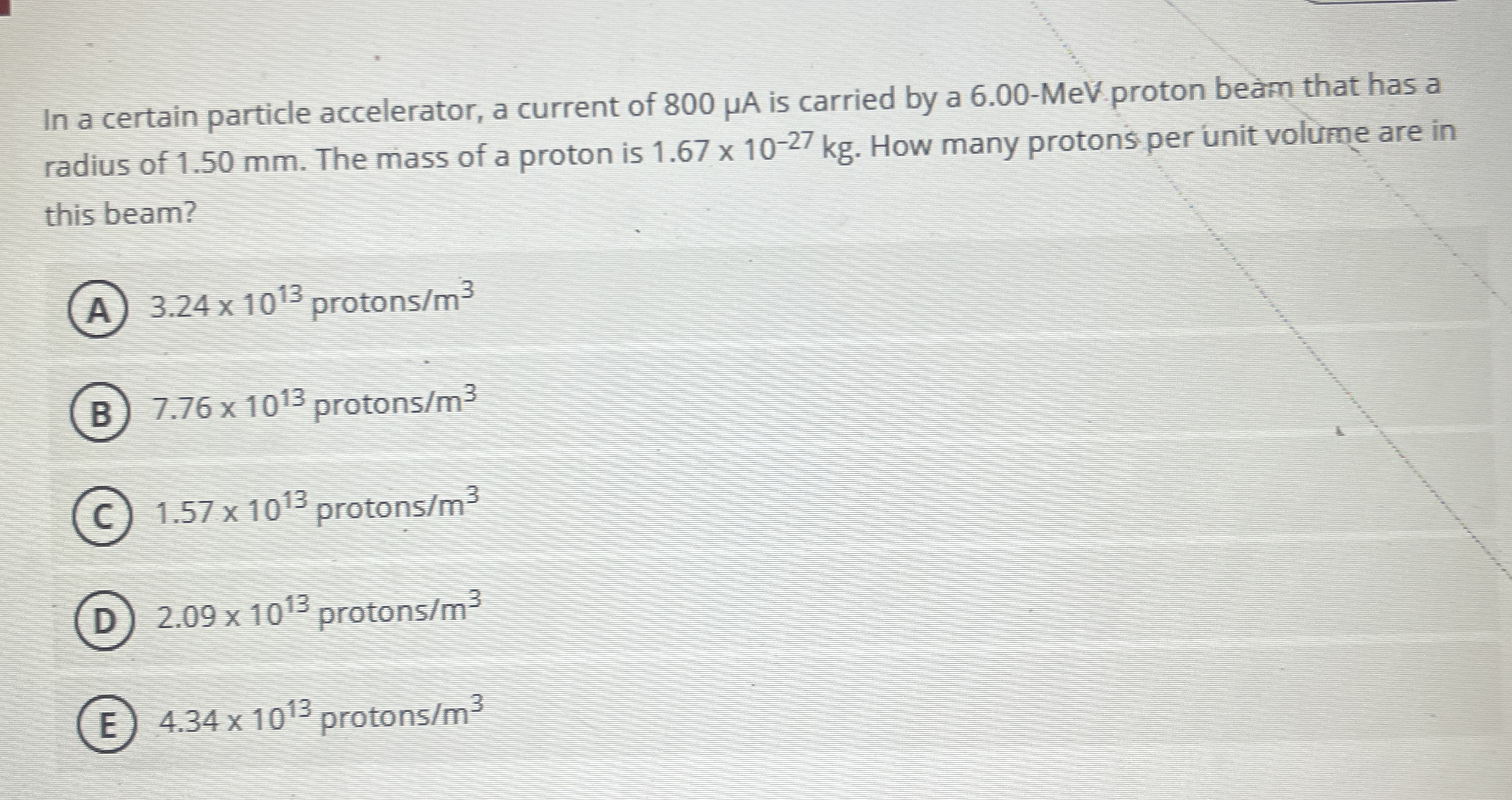 In a certain particle accelerator, a current of 8