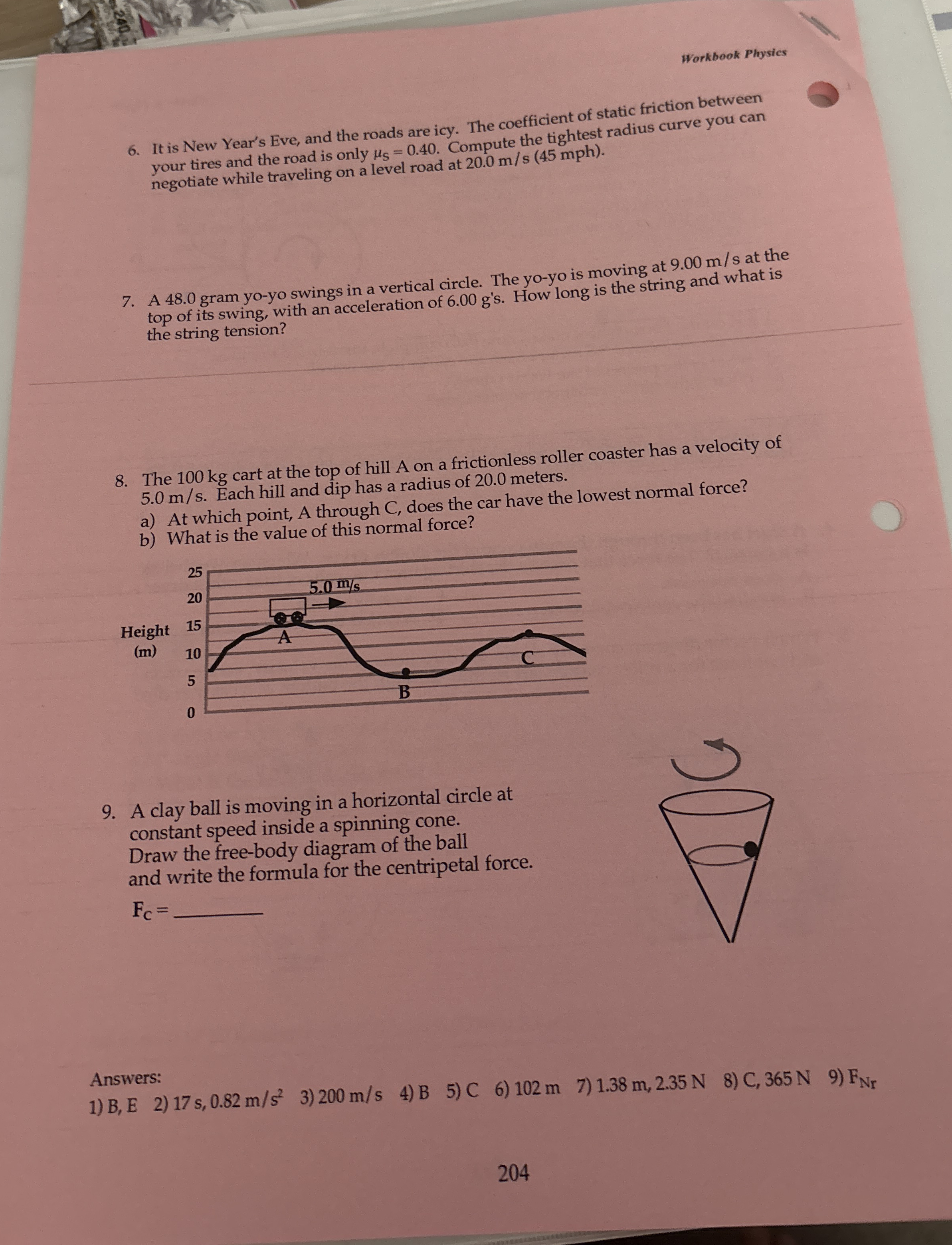 Workbook Physics 6 . It is New Year's Eve, and