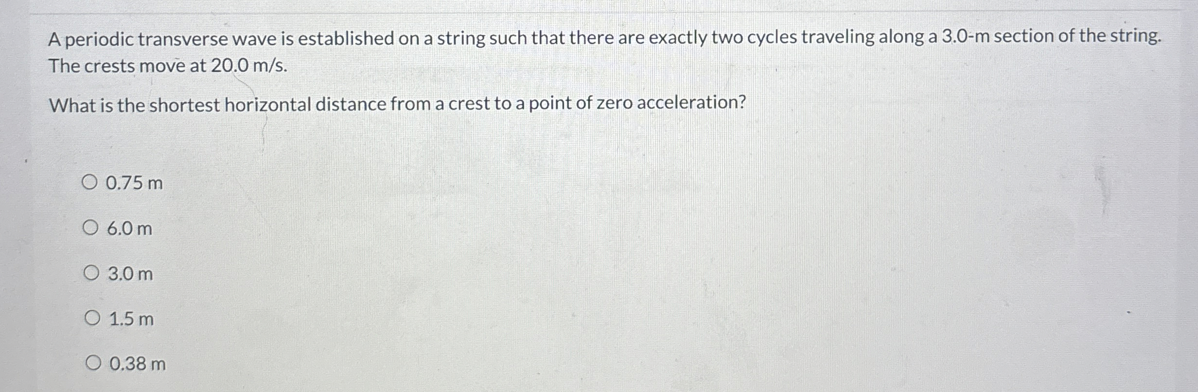 A periodic transverse wave is established on a