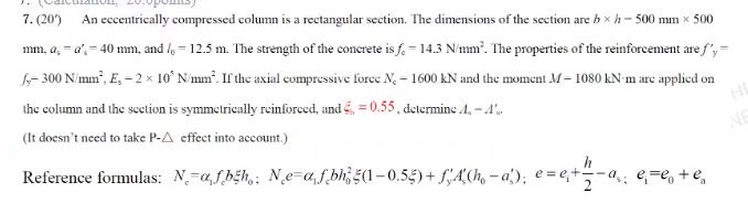 ( 2 0 ' ) An eccentrically compressed column is a