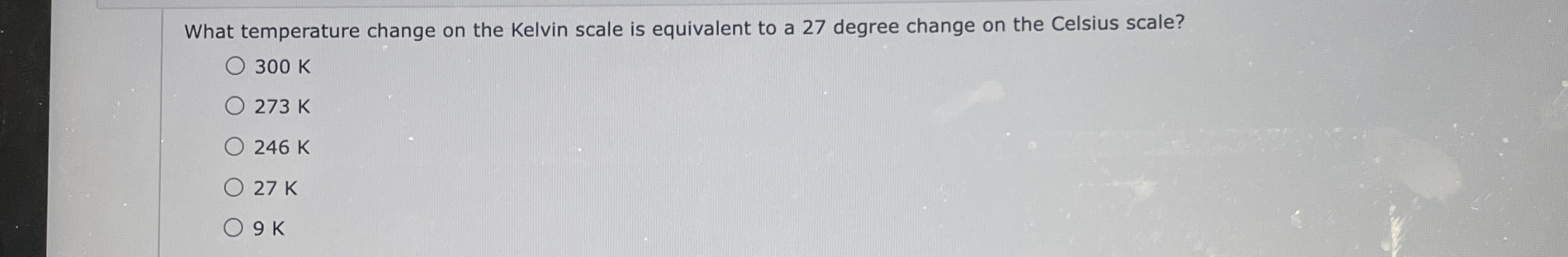 What temperature change on the Kelvin scale is