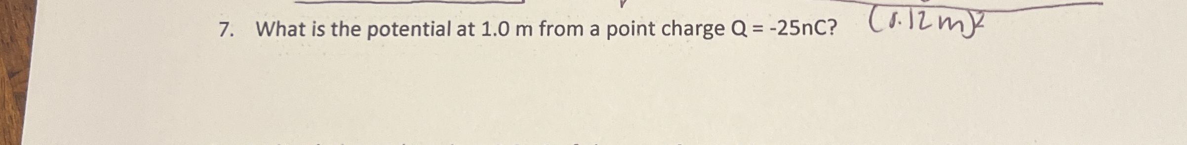 What is the potential at 1 . 0 m from a point