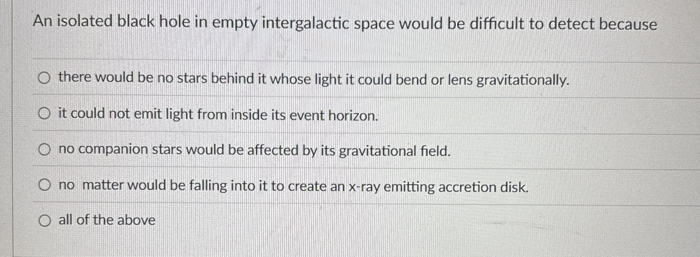 An isolated black hole in empty intergalactic