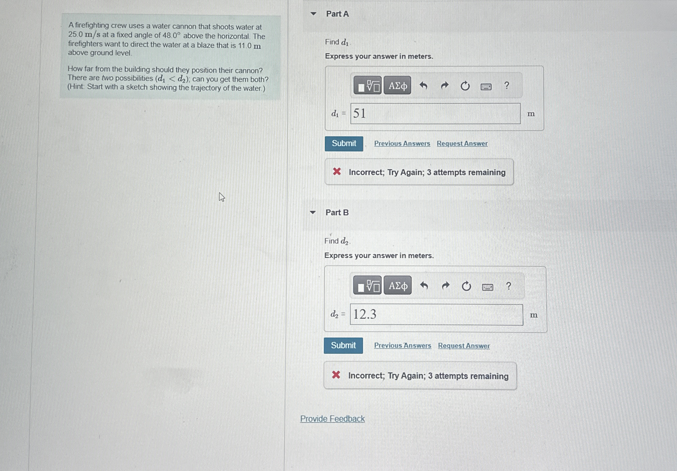 A firefighting crew uses a water cannon that