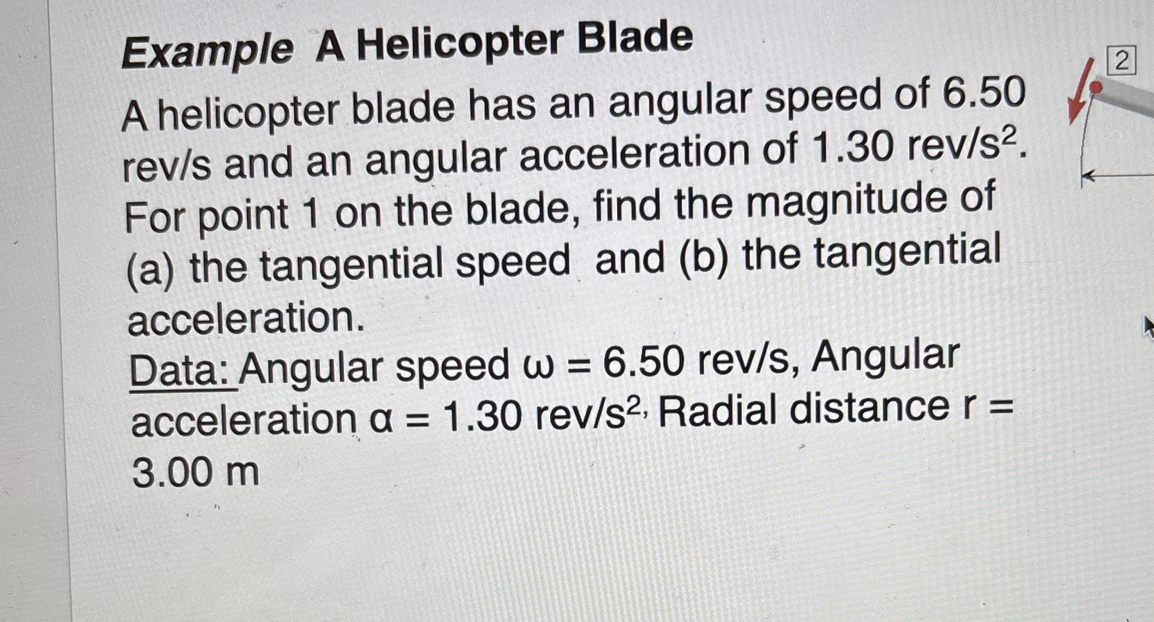 Example A Helicopter Blade A helicopter blade has