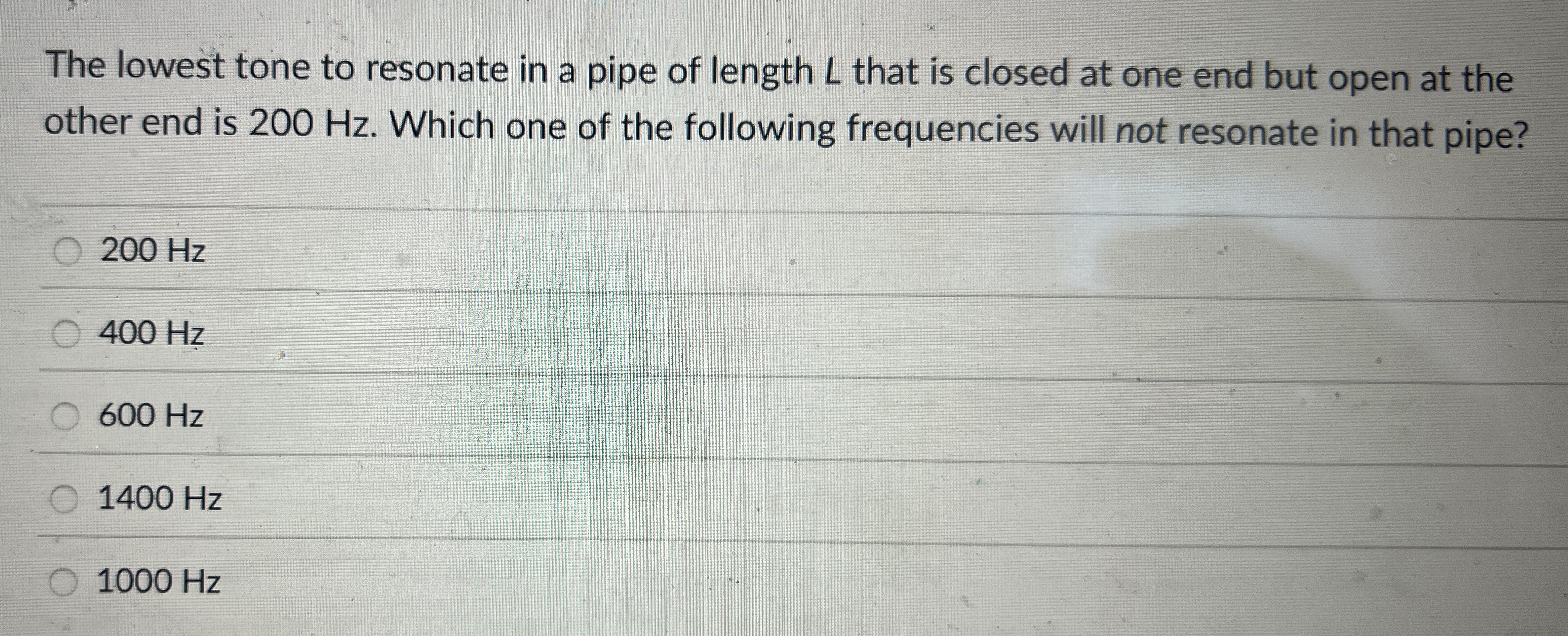 The lowest tone to resonate in a pipe of length L