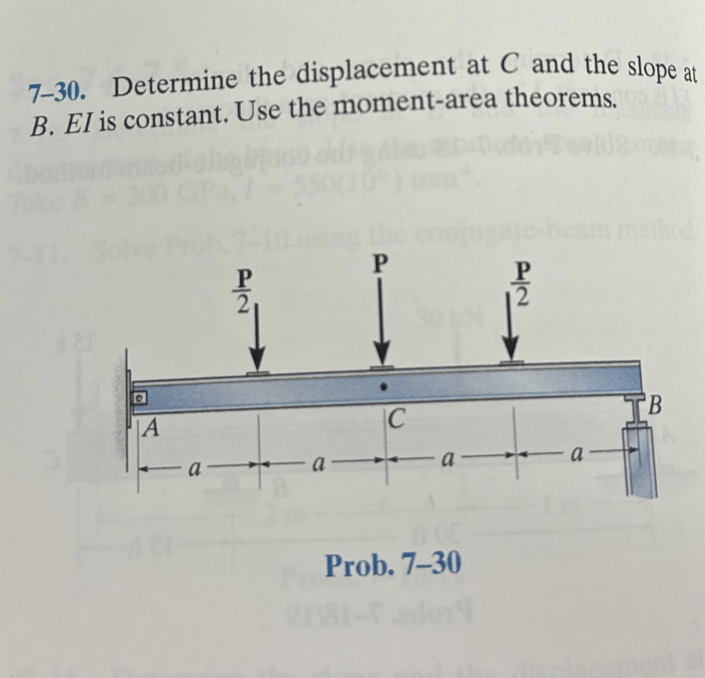 7 - 3 0 . Determine the displacement at C and the