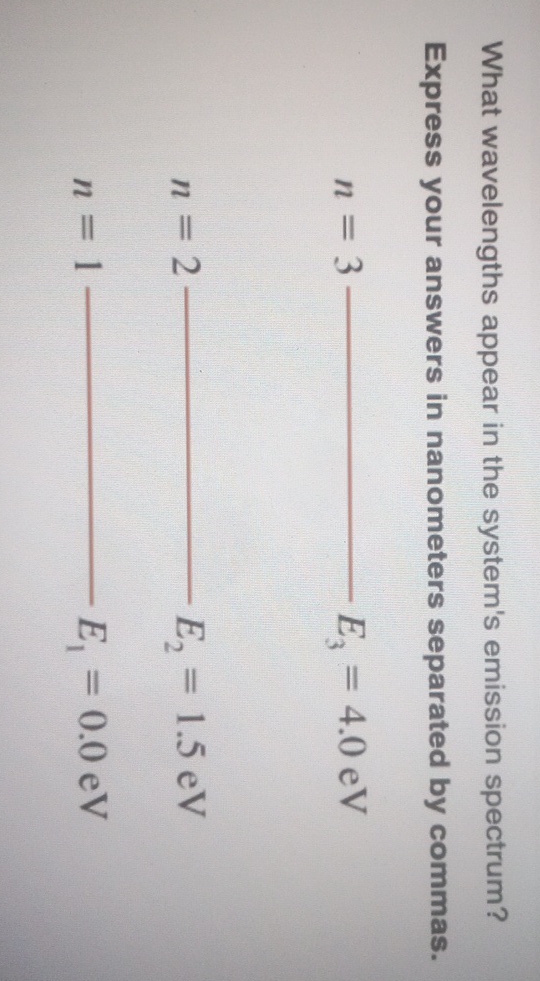 What wavelengths appear in the system's emission