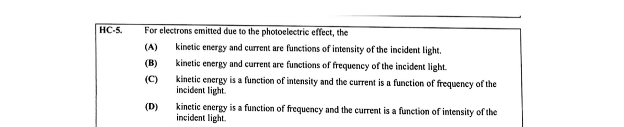 HC - 5 . For electrons emitted due to the