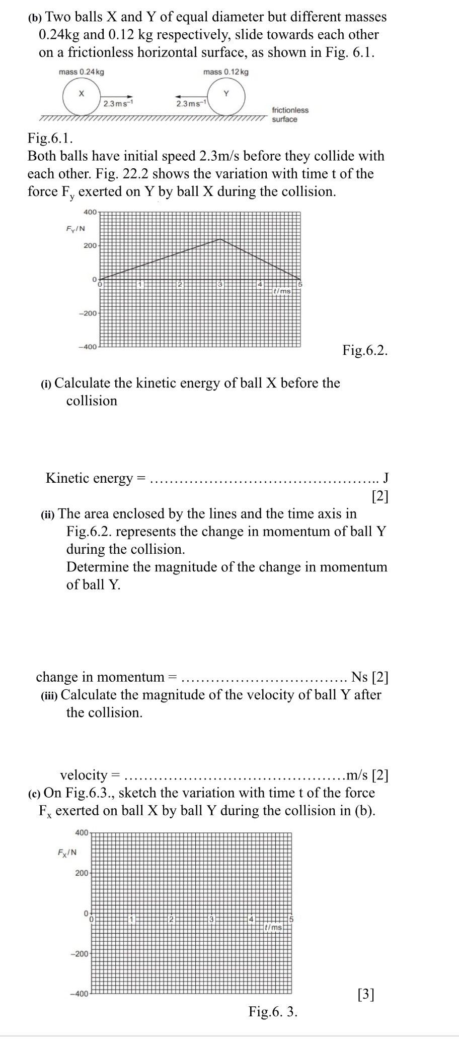 ( b ) Two balls X and Y of equal diameter but