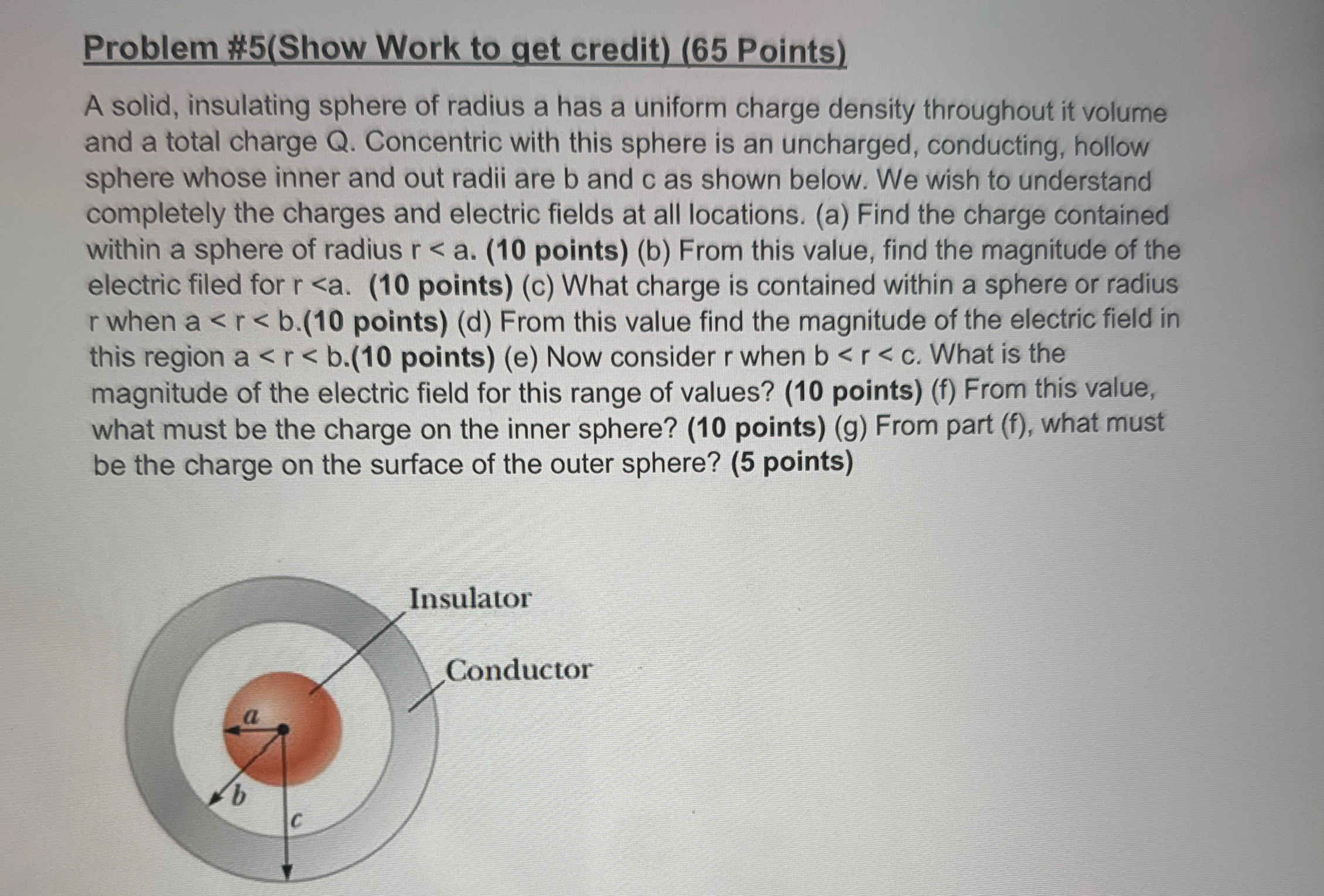 Problem # 5 ( Show Work to get credit ) ( 6 5