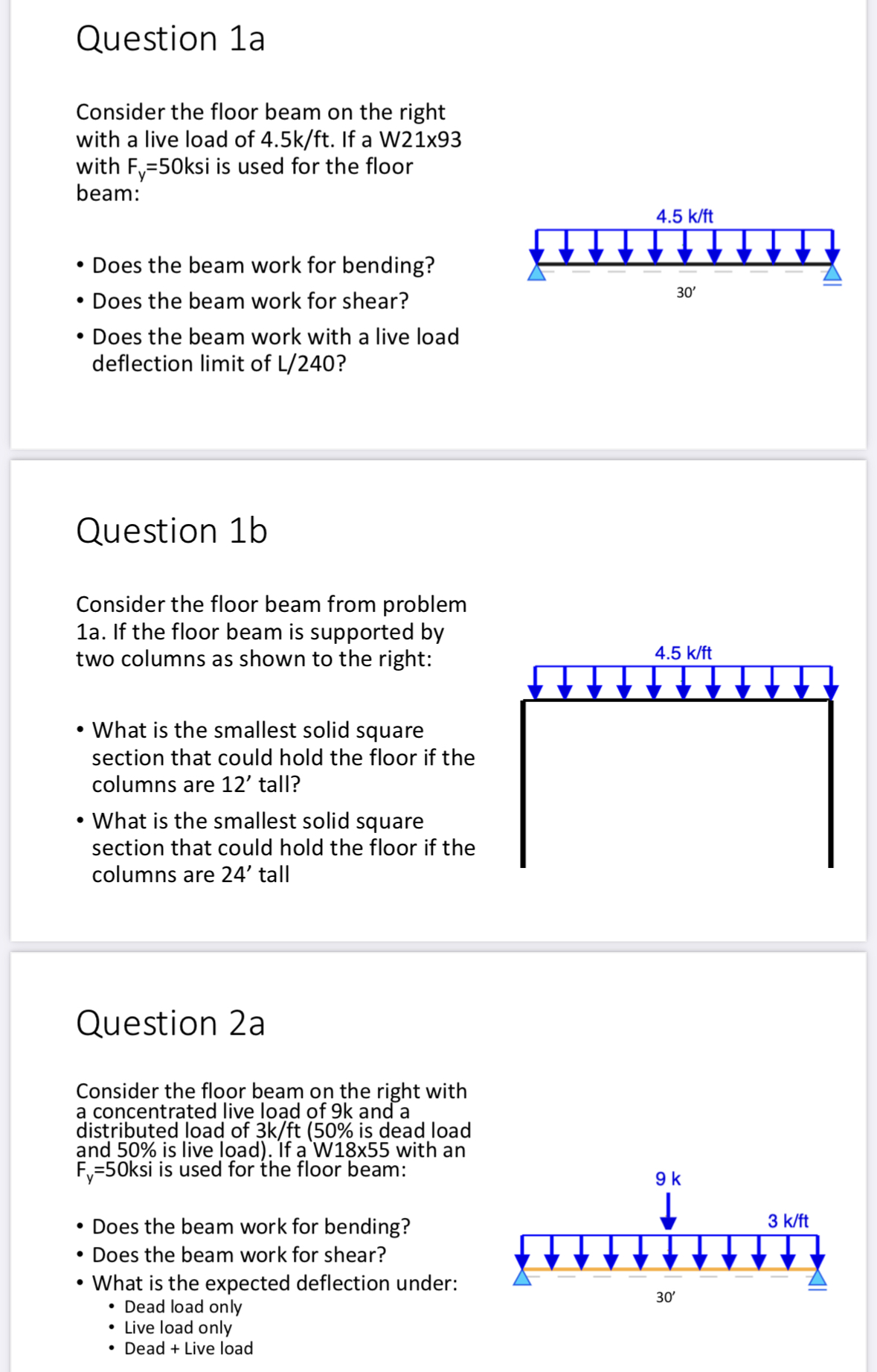 Question 2 a Consider the floor beam on the right