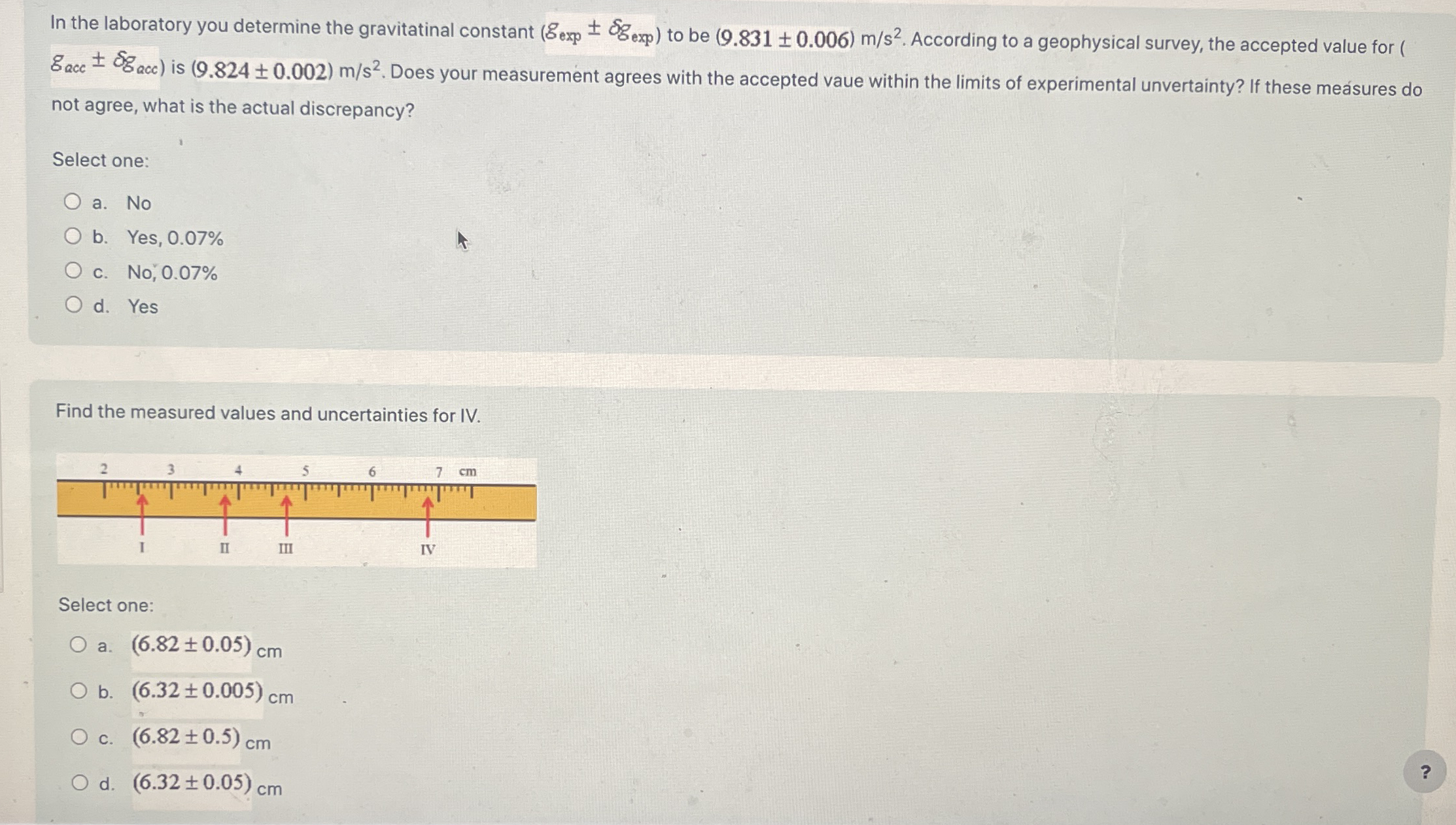 In the laboratory you determine the gravitatinal