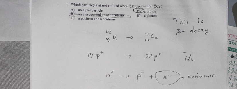 Which particle ( s ) is ( are ) emitted when ? 1