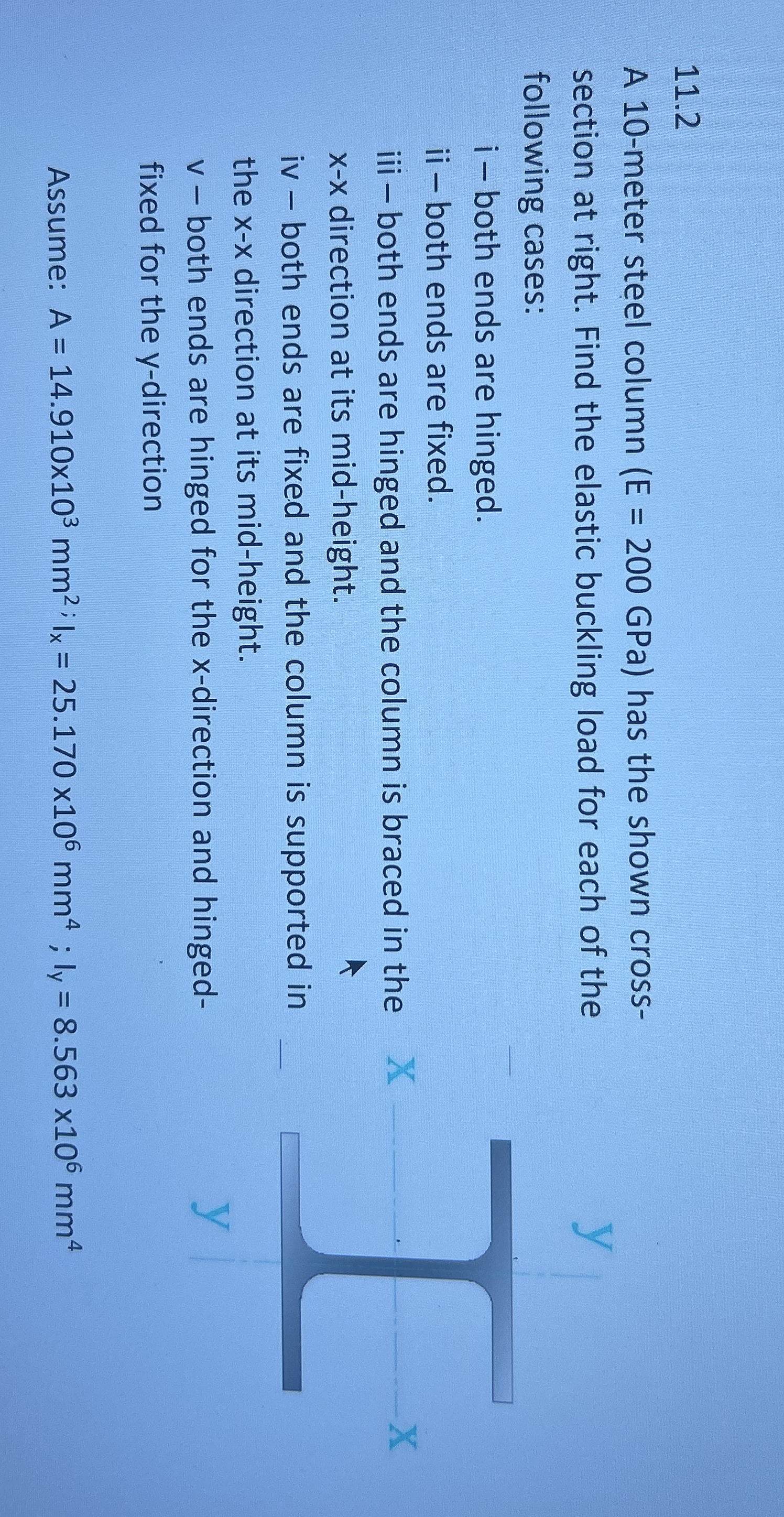 1 1 . 2 A 1 0 - meter steel column ( E = 2 0 0