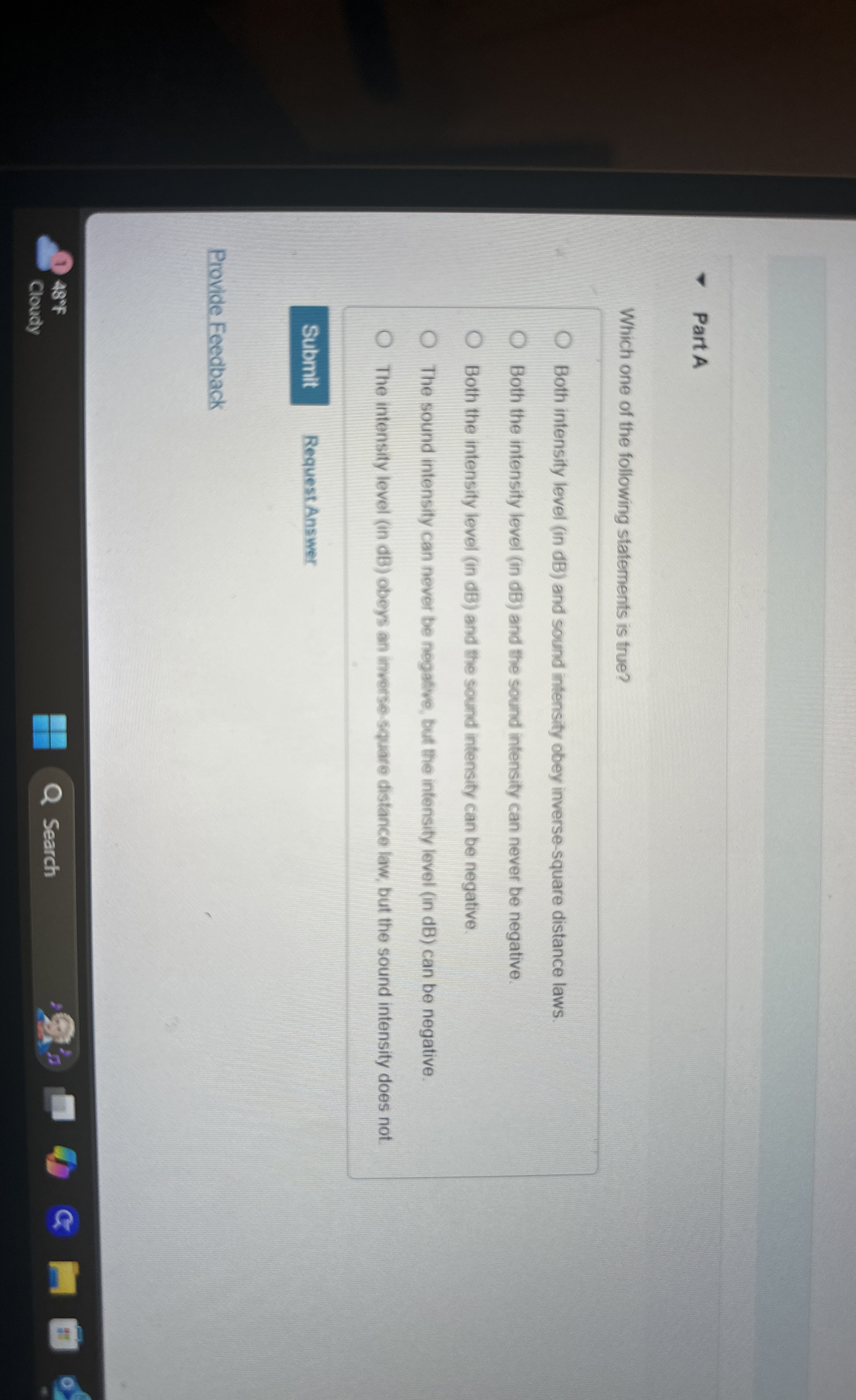 Part A Which one of the following statements is