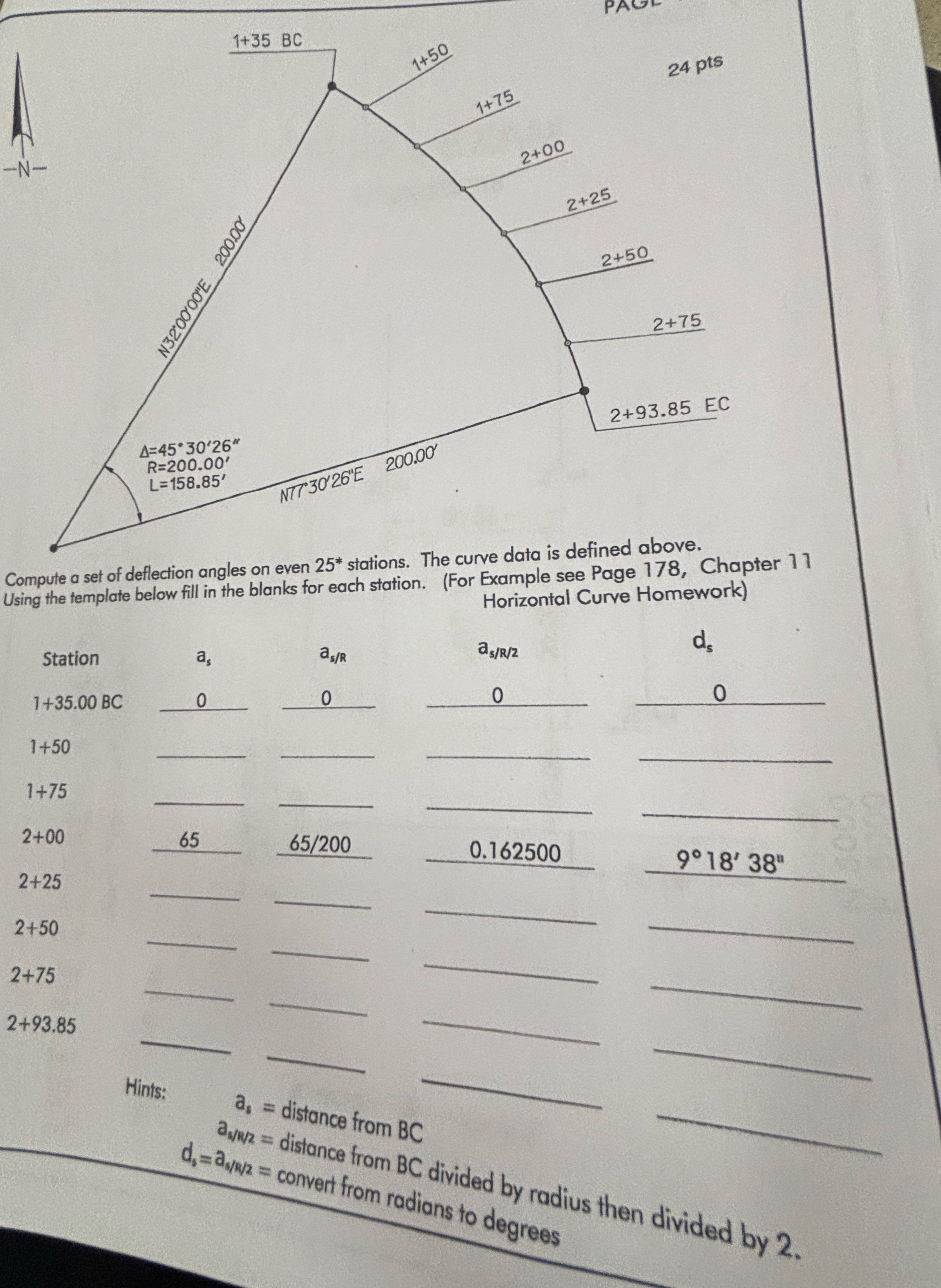 Compute a set of deflection angles on even 2 5 *