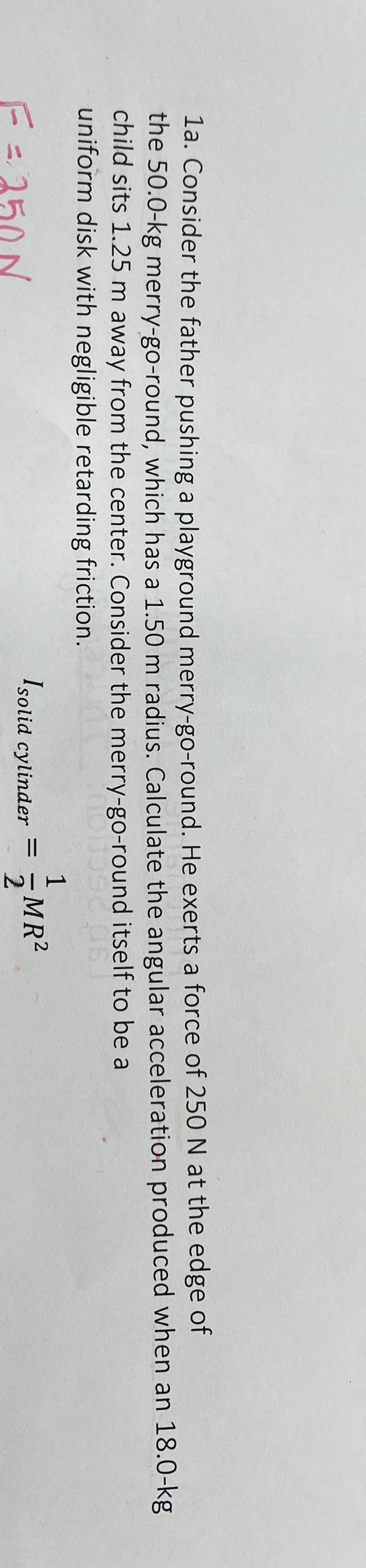 1 a . Consider the father pushing a playground