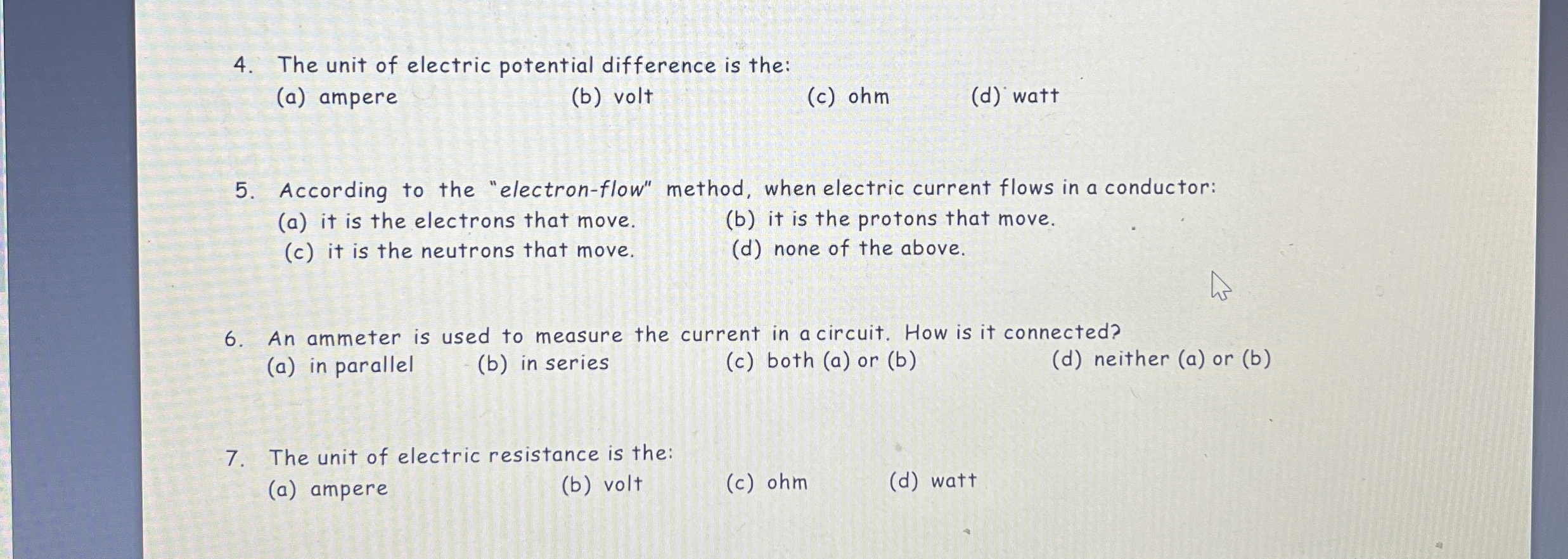 The unit of electric potential difference is the: