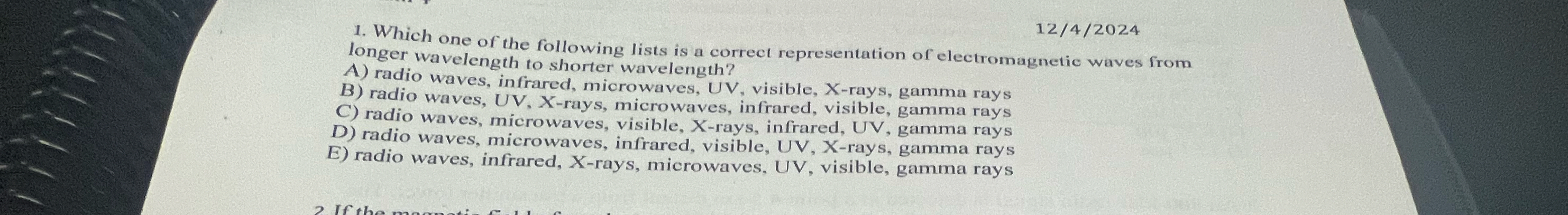 1 2 4 ? 2 0 2 4 Which one of the following lists