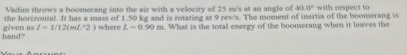 Vadim throws a boomerang into the air with a