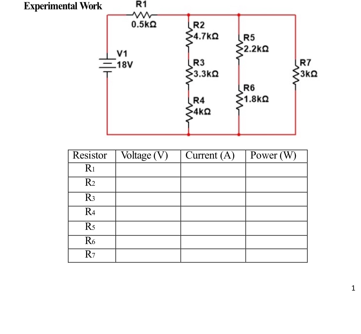 Experimental \ table [ [ Resistor , Voltage ( V )
