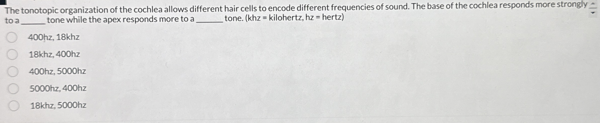 The tonotopic organization of the cochlea allows