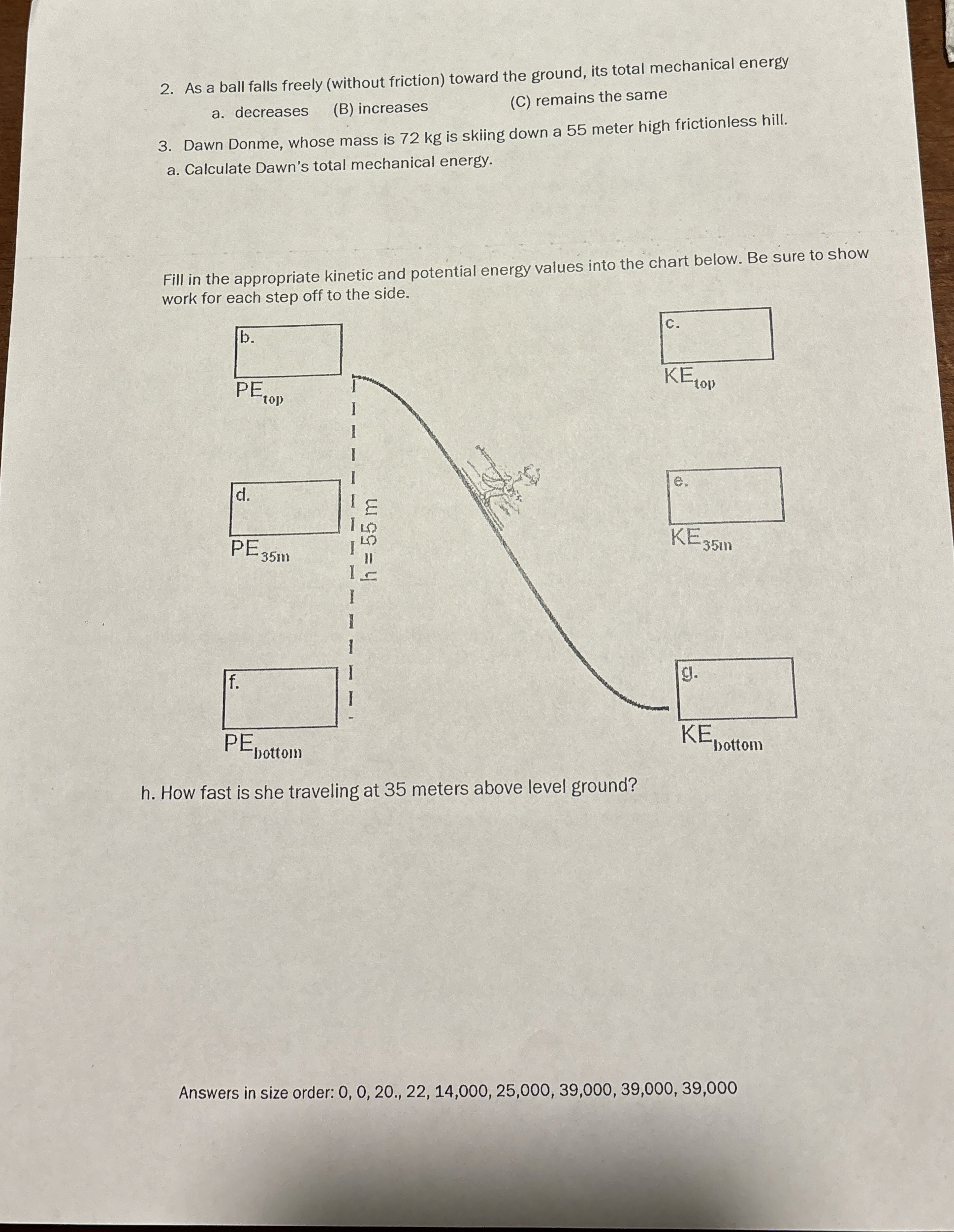 As a ball falls freely ( without friction )