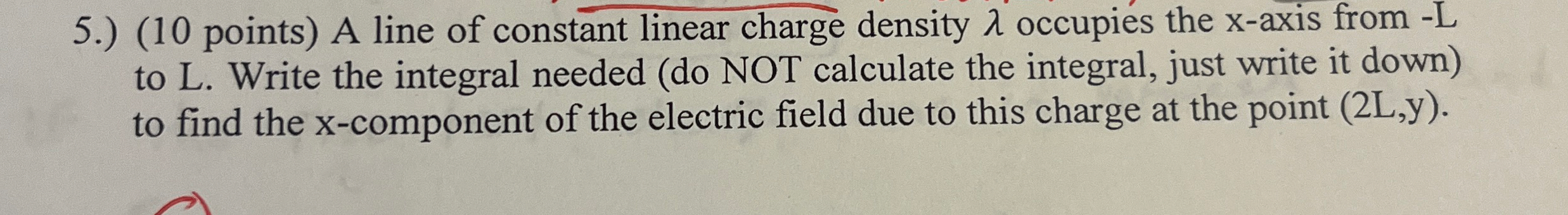5 . ) ( 1 0 points ) A line of constant linear