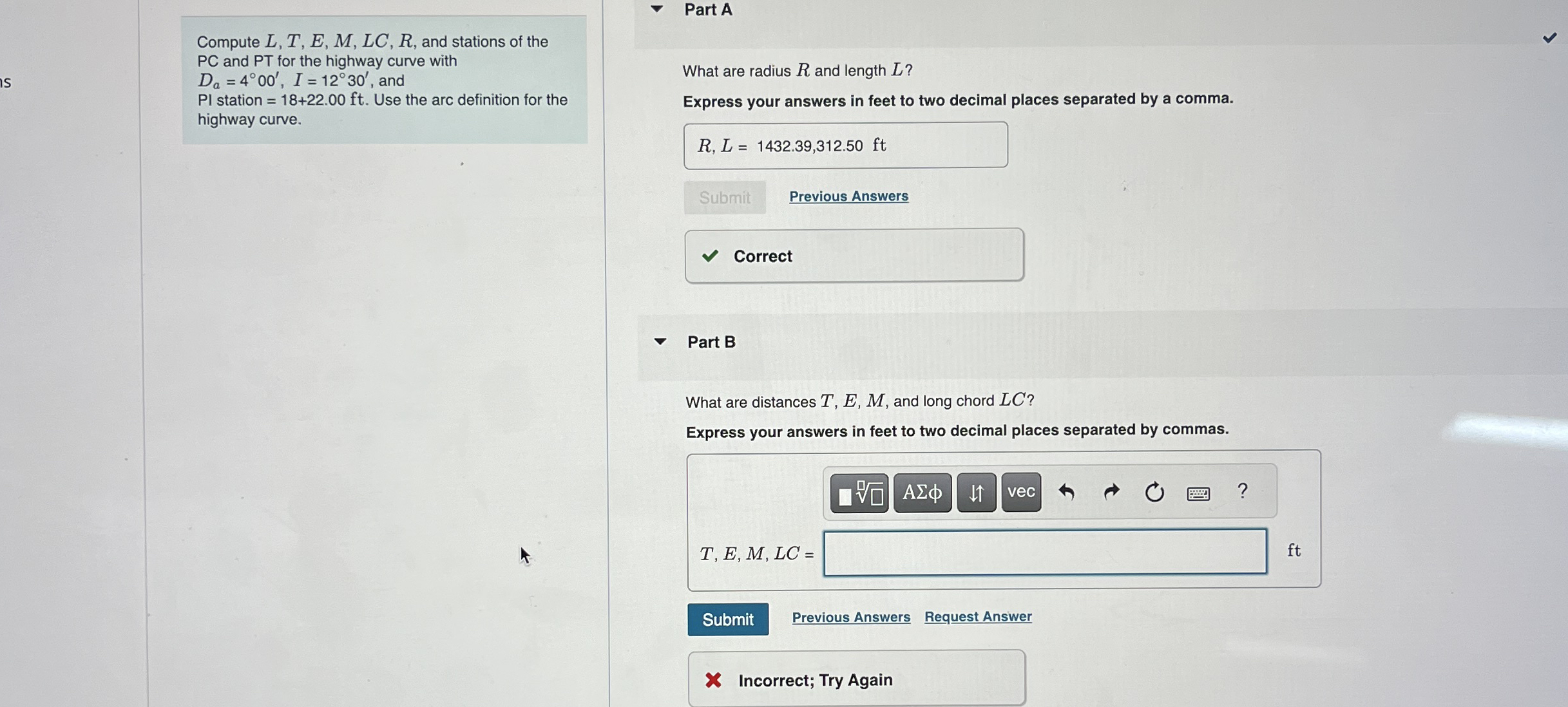 Compute L , T , E , M , L C , R , and stations of