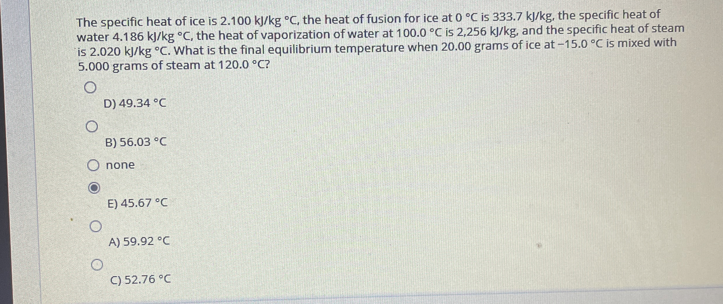The specific heat of ice is 2 . 1 0 0 k J k g C ,
