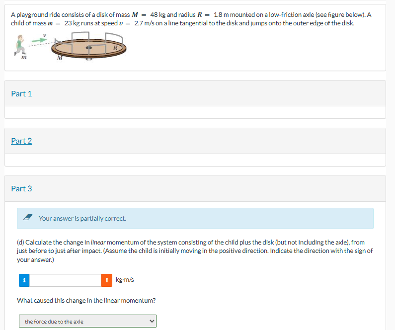 A playground ride consists of a disk of mass \ (