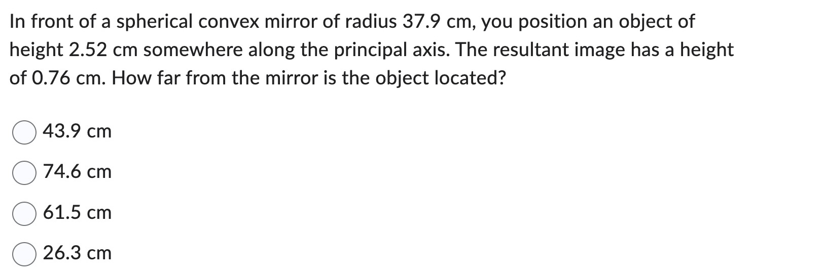 In front of a spherical convex mirror of radius 3