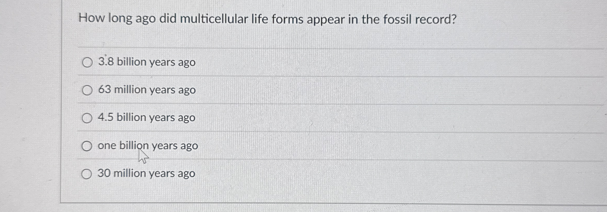 How long ago did multicellular life forms appear