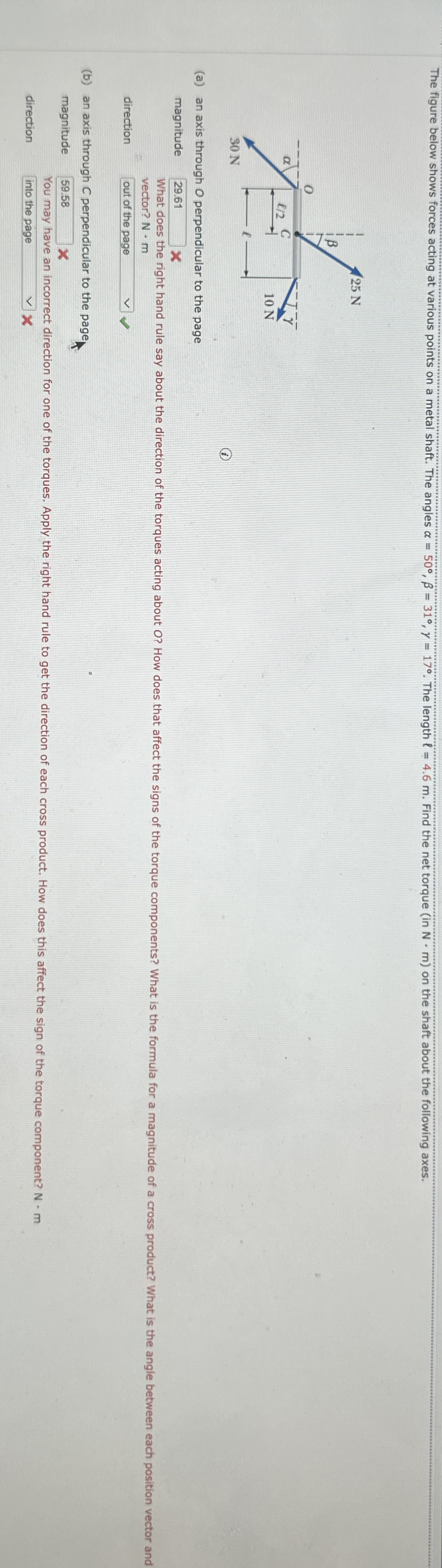 The figure below shows forces acting at various