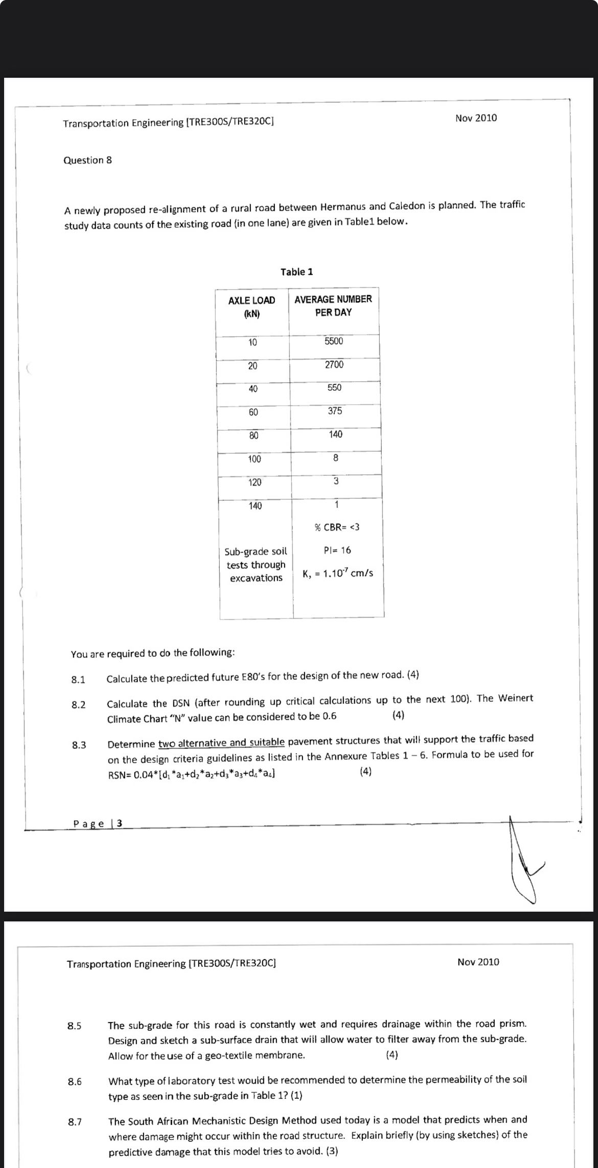 Transportation Engineering [ TRE 3 0 0 S / TRE 3