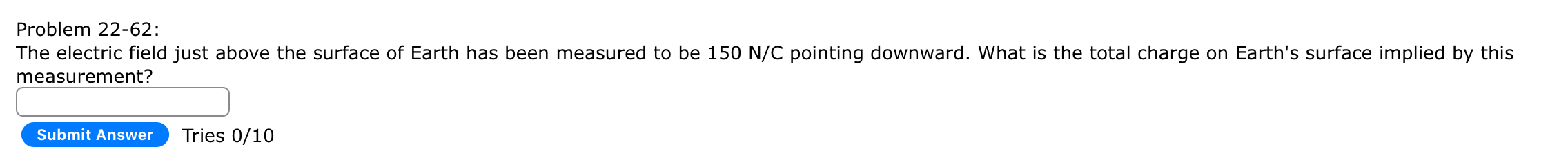 Problem 2 2 - 6 2 : The electric field just above