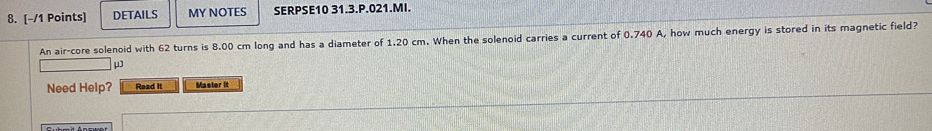 [ - / 1 Points ] MY NOTES SERPSE 1 0 3 1 . 3 . P